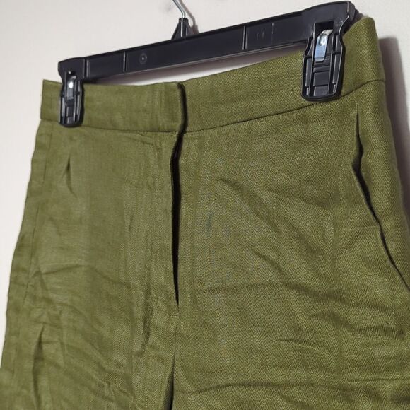 J. Crew Green Linen Bermuda Shorts - Picture 2 of 7